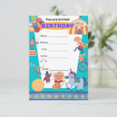 CIRCUS VERJAARDAGSFEESTJE JONGEN UITNODIGING (Staand voorkant)