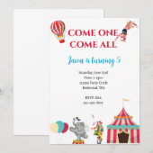 Circus verjaardagsuitnodiging | Carnavalsuitnodigi Kaart (Voorkant / Achterkant)