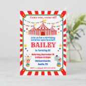 Circus verjaardagsuitnodiging Carnival Kaart (Staand voorkant)