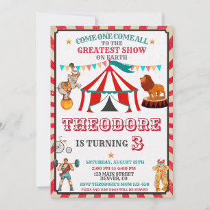 Circus verjaardagsuitnodiging - Vintage Big Top-fe Kaart