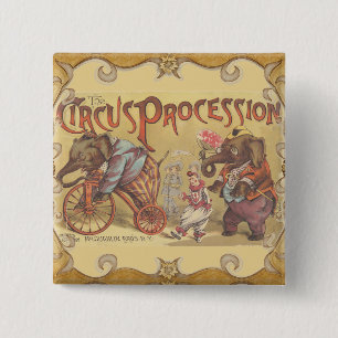 Circus Vierkante Button 5,1 Cm