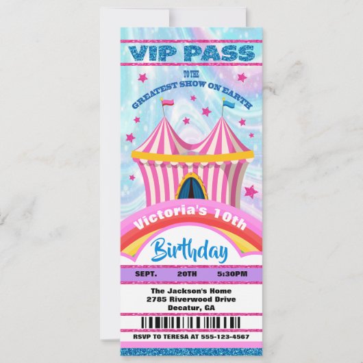 Circus VIP pass tickets Anniversaire Invitation (Devant)