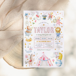 circus   Waterverf Carnaval Verjaardagsfeest Kaart