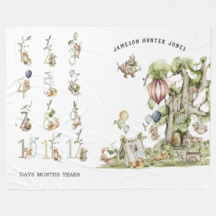 Circus Woodland Forest Animals   Baby Mijlsteen Fleece Deken