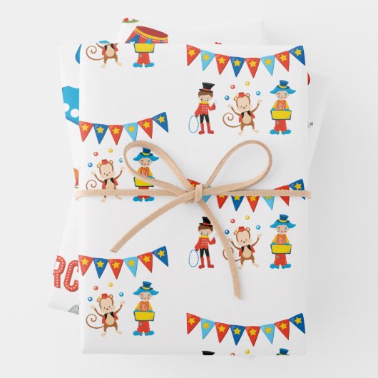 Circus Wrapping Paper Flat Sheet Set van 3 (In situ)