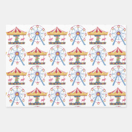 Circus Wrapping Paper Flat Sheet Set van 3