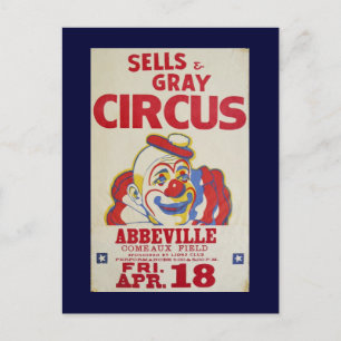 circuscellen & grijze Circus- Briefkaart