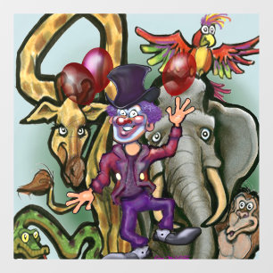 Circusclown en Dieren Raamsticker