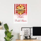 Circusfeest Rood Wit Goud Gestreept Banner Poster (Thuiskantoor)