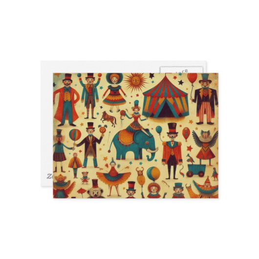  circusmensen collage briefkaart (Voorkant / Achterkant in situ)