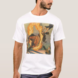 Circuspaard springt door een vlammende hoepel t-shirt