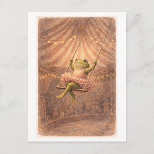 Circuspad Frog in Vintage Stijl aan Trapeze Briefkaart
