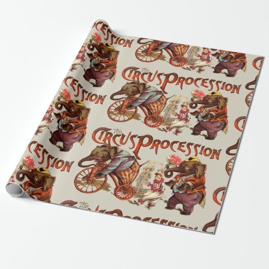 Circusprocessie olifant Antiek kunst Cadeaupapier (Uitgerold)
