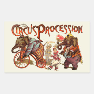 Circusprocessie olifant Antiek kunst Rechthoekige Sticker