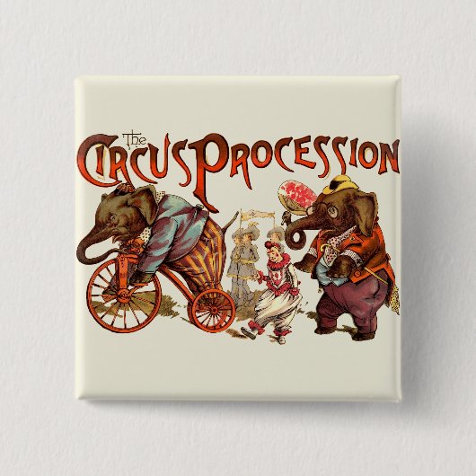 Circusprocessie olifant Antiek kunst Vierkante Button 5,1 Cm (Voorkant)