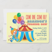 Circustent en clown eerste verjaardag kaart (Voorkant)