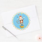 Circusthema | Circusaap | Jongleren Ronde Sticker (Envelop)
