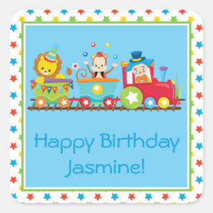 circustrein   clown   Leeuw   Aap   Gepersonalisee Vierkante Sticker