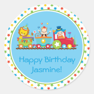 circustrein Treinwagons Gepersonaliseerd Ronde Sticker