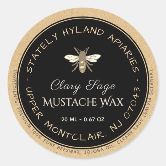 Cire d'abeille manuscrite Kraft Étiquette de produ (Devant)