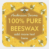 Cire d'abeille personnalisée Étiquette abeilles et (Devant)