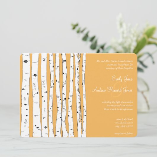 Cire d'abeilles Birch Tree Invitations de mariage (Debout devant)