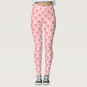 Cirkel geometrisch patroon op licht koraalroze leggings