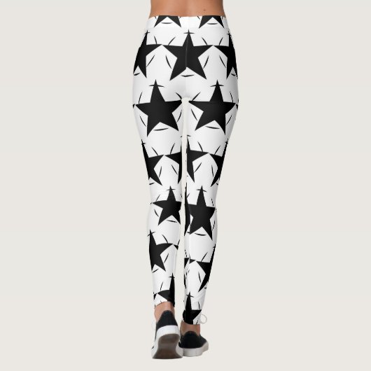 Cirkel geometrisch patroon van zwarte en witte ste leggings (Achterkant)