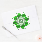 Cirkel Groene bladeren Mandala. Ronde Sticker (Envelop)