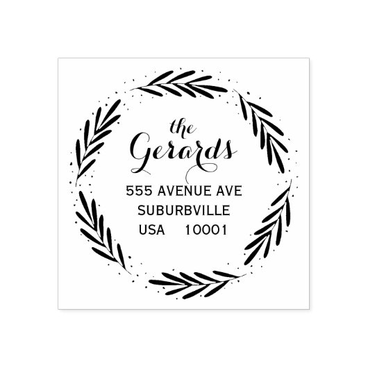 Cirkel krans takken aangepaste rubberen stempel (Afrduk)