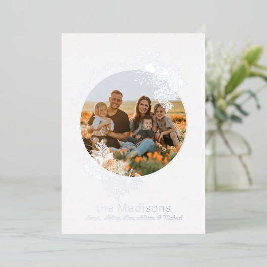 Cirkel Lijst kerstmis foto's ventilator Folie Feestdagenkaart (Staand Voorkant)