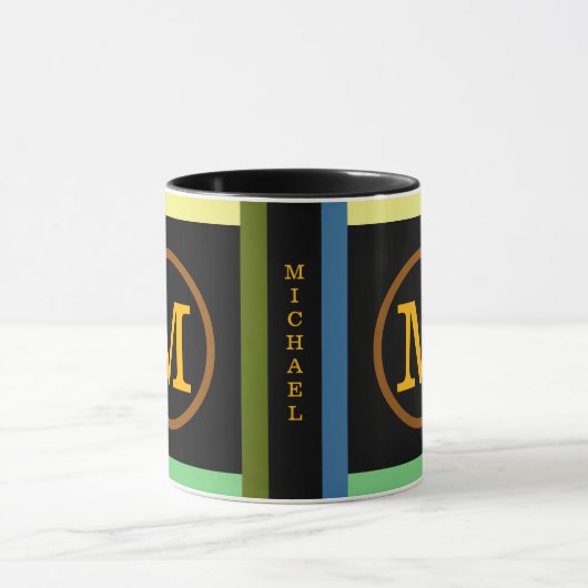Cirkel met naam initiaal M, cool & modern zwart Mok (Midden)
