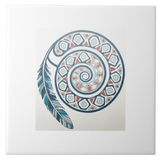 cirkel met veer tegeltje (Voorkant)