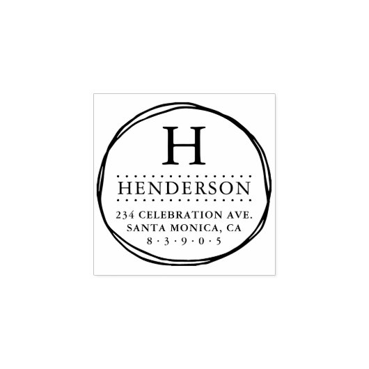 Cirkel Monogram rustiek retour adres Rubberstempel (Afrduk)