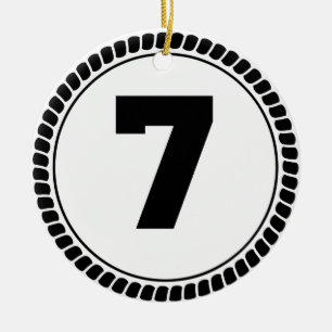 Cirkel nummer zeven keramisch ornament