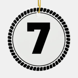 Cirkel nummer zeven keramisch ornament