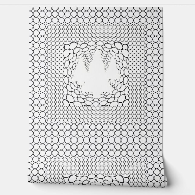 Cirkel Pleinen Witte Bomen Centrum Behang (Afrollen)