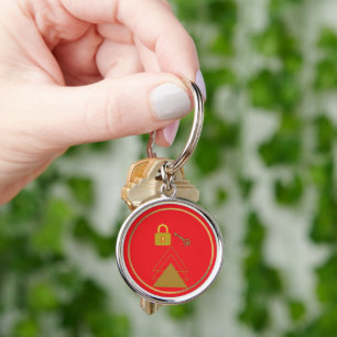  Cirkel Sleutelhanger, 5 cm met gouden sleutel, sl Sleutelhanger