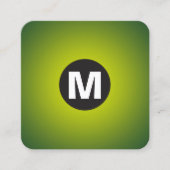 Cirkel Spot Monogram - Gradiënt - Geel tot Dk Grn Vierkante Visitekaartje (Voorkant)