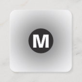 Cirkel Spot Monogram - Gradiënt - Grijs tot Wit Vierkante Visitekaartje (Voorkant)