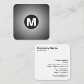 Cirkel Spot Monogram - Gradiënt - Wit tot Zwart Vierkante Visitekaartje (Voorkant / Achterkant)