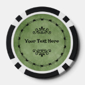 Cirkel van Black Barbed Wire Gothic Scrolls Green Poker Chips (Achterkant)