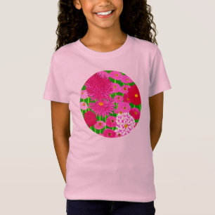Cirkel van bloemen, Fuchsia Pink Chrysanthemums T-shirt