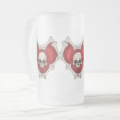 Cirkel van gothisch rood, met Botten en schedels Matglas Bierpul (Voorkant links)