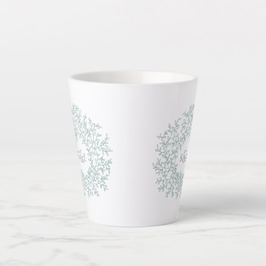 Cirkel van groene bladeren trouwcadeaumonogram latte mok (Voorkant)