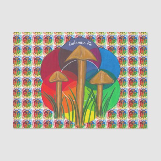 Cirkel van paddenstoelen - Acrylverf Tissuepapier (Voorkant)