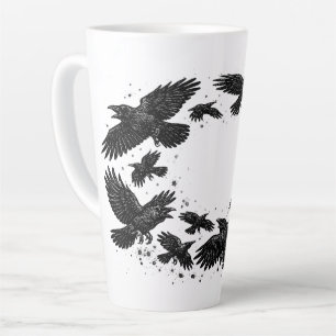 Cirkel van raven – Geïllustreerd met heksenuitvoer Latte Mok