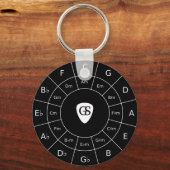 Cirkel van vijf - witte muziek Theory Graphic Keyc Sleutelhanger (Voorkant)