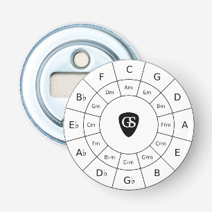 Cirkel van vijf - zwarte muziek Theory Graphic Bot Button Flesopener