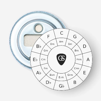 Cirkel van vijf - zwarte muziek Theory Graphic Bot Button Flesopener